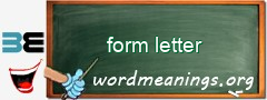 WordMeaning blackboard for form letter